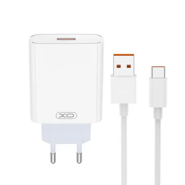 Incarcator Retea Cu Cablu USB-C XO Design L164, 30W, 1 x USB-A, Alb