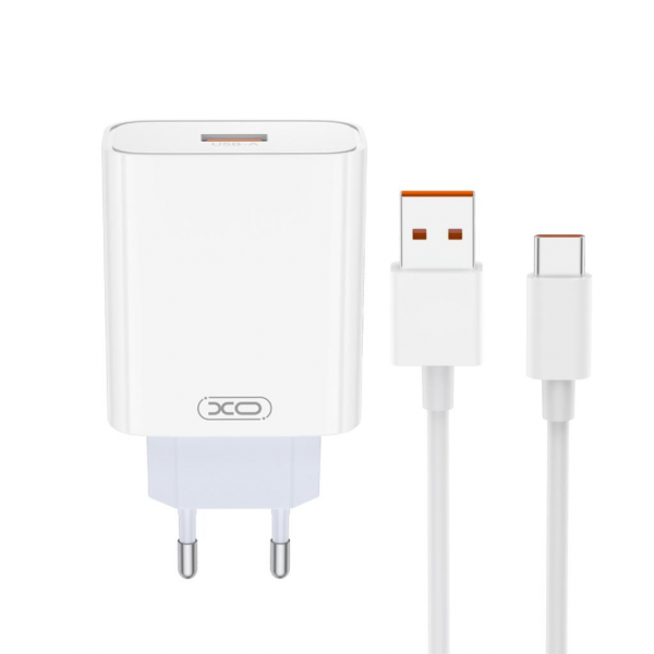 Incarcator Retea Cu Cablu USB-C XO Design L164, 30W, 1 x USB-A, Alb