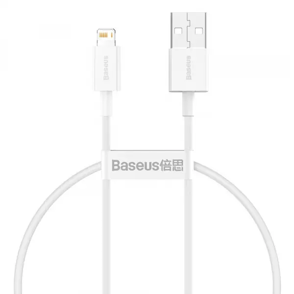 Cablu Date si Incarcare USB-A - Lightning Baseus Superior Series, 20W, 0.25m, Alb CALYS-02
