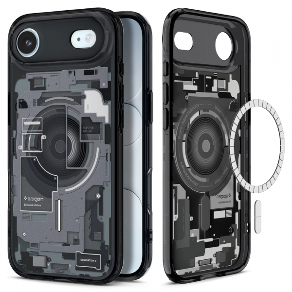 Husa MagSafe pentru Apple iPhone 17 Air, Spigen, Ultra Hybrid Zero One, Neagra ACS10320