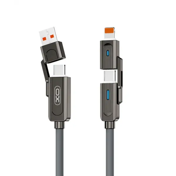 Cablu Date si Incarcare USB-C / USB-A - USB-C / Lightning XO Design NB275 2in1, 60W, 1m, Negru