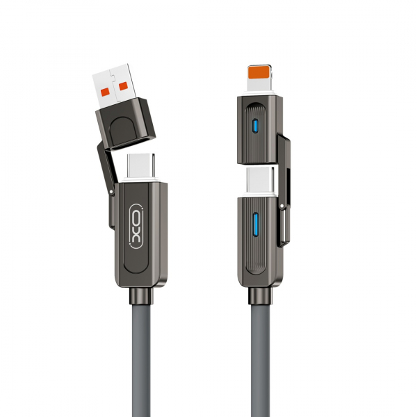 Cablu Date si Incarcare USB-C / USB-A - USB-C / Lightning XO Design NB275 2in1, 60W, 1m, Negru