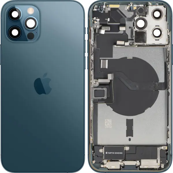 Capac Baterie Apple iPhone 12 Pro Max, Cu Carcasa Mijloc, Full Parts, Albastru (Pacific Blue), Swap