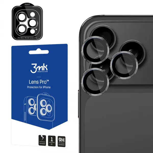 Folie de protectie Camera Spate 3MK Protection Pro pentru Apple iPhone 17 Pro Max / 17 Pro, Sticla Securizata, Bej