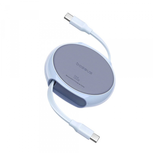 Cablu Date si Incarcare USB-C - USB-C Baseus Pathfinder Retractable, 100W, 1m, Bleu P10368400311-00