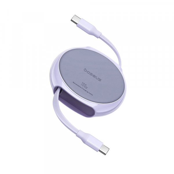 Cablu Date si Incarcare USB-C - USB-C Baseus Pathfinder Retractable, 100W, 1m, Mov P10368400511-00