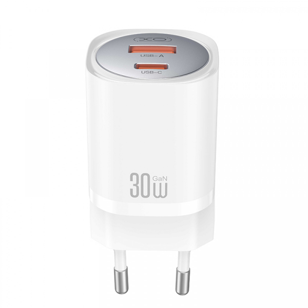 Incarcator Retea XO Design CE21, 30W, 3A, 1 x USB-A - 1 x USB-C, Alb