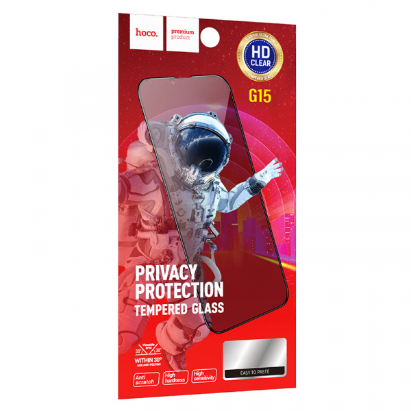 Folie de protectie Ecran Privacy HOCO G15 pentru Apple iPhone 12 / 12 Pro, Sticla Securizata, Full Glue, 5D