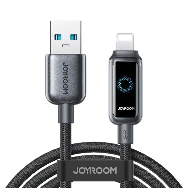 Cablu Date si Incarcare USB-A - Lightning Joyroom S-A55 StarFlight Display, 18W, 1.2m, Negru