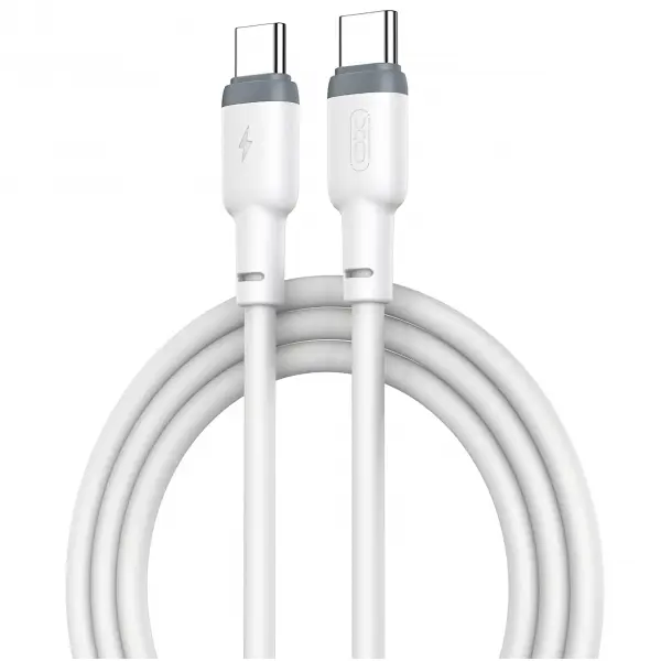 Cablu Date si Incarcare USB-C - USB-C XO Design NB208B, 60W, 1m, Alb