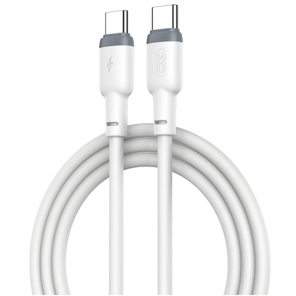 Cablu Date si Incarcare USB-C - USB-C XO Design NB208B, 60W, 1m, Alb