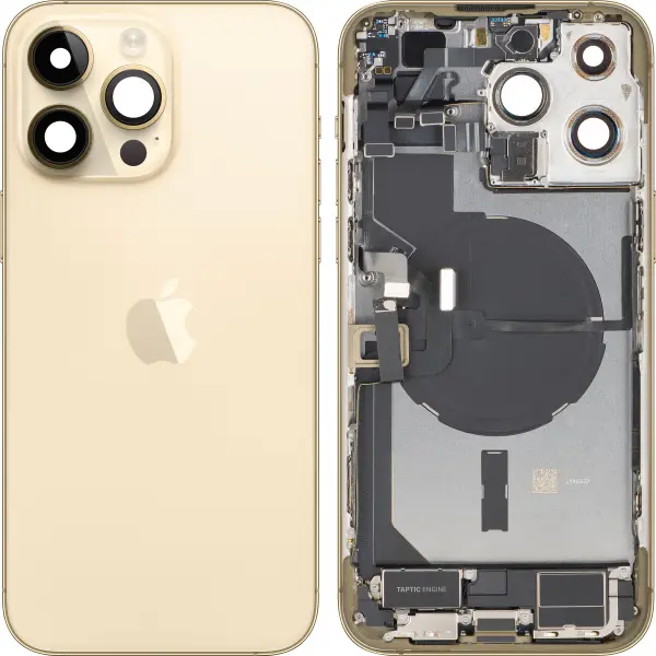 Capac Baterie Apple iPhone 14 Pro Max, Cu Carcasa Mijloc, Full Parts, Auriu, Swap