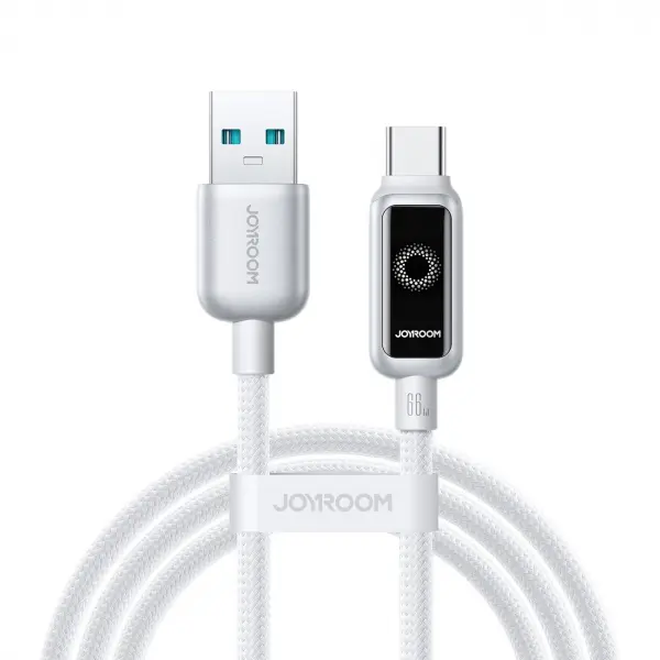 Cablu Date si Incarcare USB-A - USB-C Joyroom S-A55 StarFlight Display, 66W, 1.2m, Alb