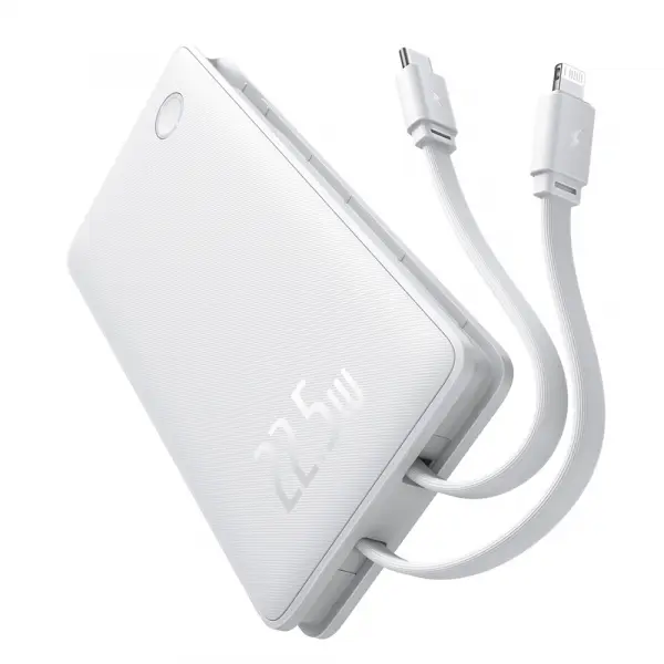 Baterie Externa Baseus Airpow Lite, 10000mAh, 22.5W, QC + PD, 1 x Lightning - 1 x USB-A - 2 x USB-C, Alba P10067501213-00