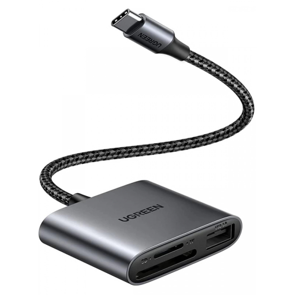 Cititor Card USB-C UGREEN CM387, USB-A (OTG) - SD - microSD, Negru