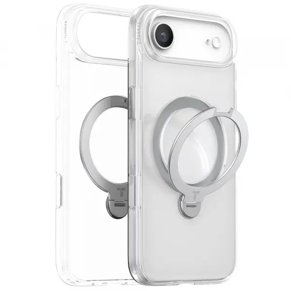 Husa MagSafe pentru Apple iPhone 17 Air, Torras, Ostand Spin, Transparenta