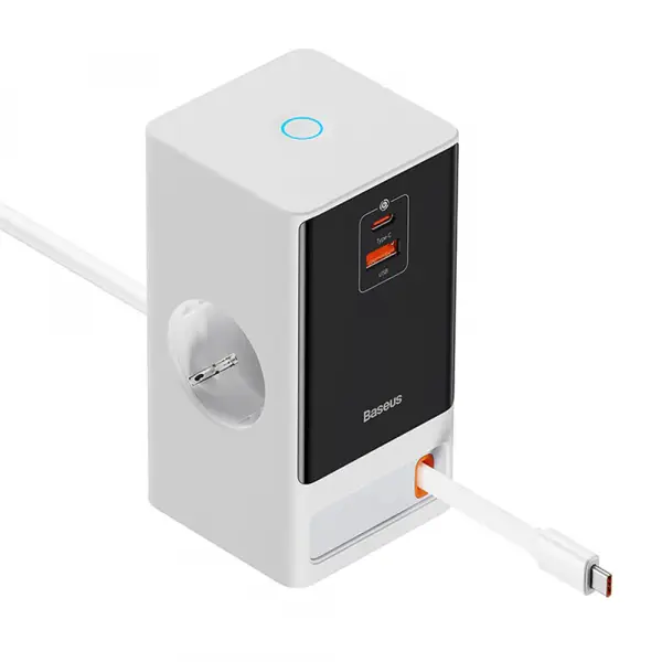 Prelungitor Baseus PowerCombo, 1 x Schuko, Alb PSLR000602