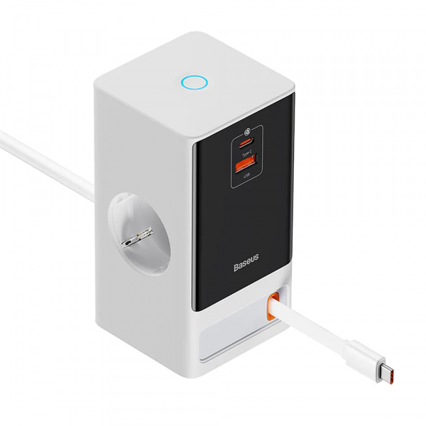 Prelungitor Baseus PowerCombo, 1 x Schuko, Alb PSLR000602