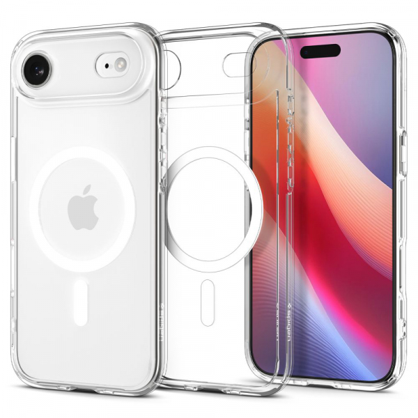 Husa MagSafe pentru Apple iPhone 17 Air, Spigen, Ultra Hybrid, Alba Transparenta ACS10313
