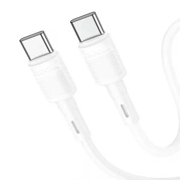 Cablu Date si Incarcare USB-C - USB-C HOCO X83 Victory, 60W, 1m, Alb