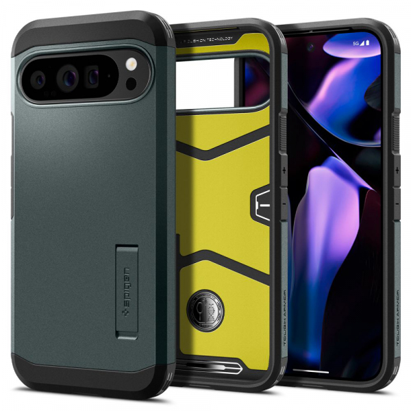 Husa pentru Google Pixel 9 Pro XL, Spigen, Tough Armor, Verde