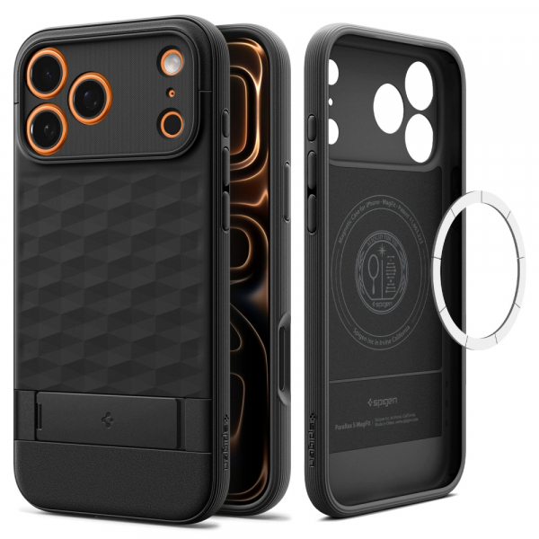 Husa MagSafe pentru Apple iPhone 17 Pro, Spigen, Caseology Parallax S, Neagra Mata ACS09964