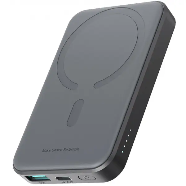 Baterie Externa Wireless Joyroom JR-W020 Mini, 5000mAh, 20W, QC + PD + FQI, 1 x QI - 1 x USB-A - 1 x USB-C, Neagra