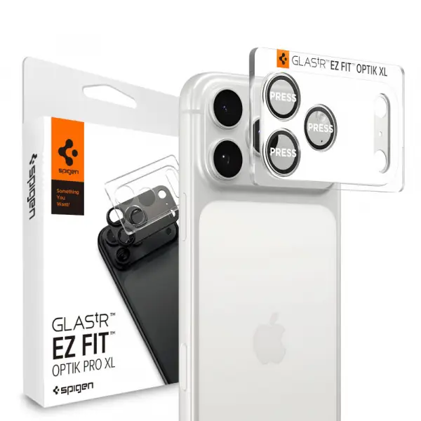 Folie de protectie Camera Spate Spigen GlastR EZ FIT Optik Pro XL pentru Apple iPhone 17 Pro Max, Sticla Securizata, Argintie AGL10652