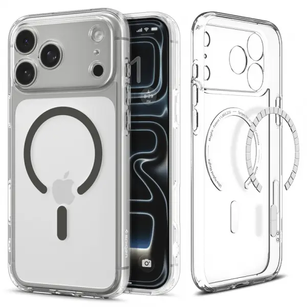 Husa MagSafe pentru Apple iPhone 17 Pro Max, Spigen, Ultra Hybrid, Gri ACS10283