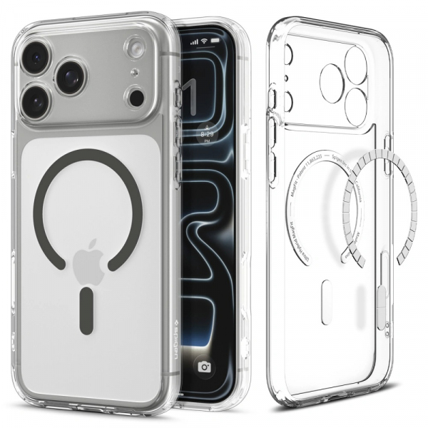 Husa MagSafe pentru Apple iPhone 17 Pro Max, Spigen, Ultra Hybrid, Gri ACS10283