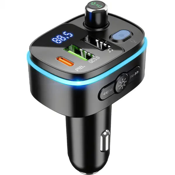Modulator FM Bluetooth HOCO E62 Fast, 2 x USB-A - 1 x USB-C