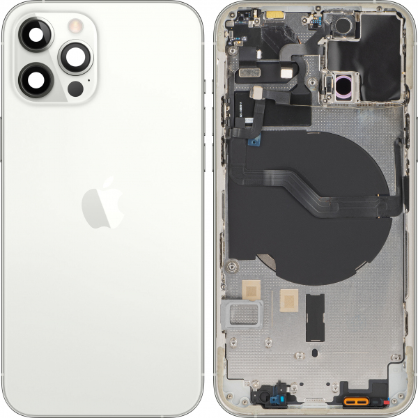 Capac Baterie Apple iPhone 12 Pro, Cu Carcasa Mijloc, Argintiu, Swap
