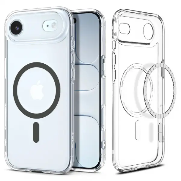 Husa MagSafe pentru Apple iPhone 17 Air, Spigen, Ultra Hybrid, Gri Transparenta ACS10314