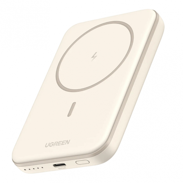 Baterie Externa Wireless UGREEN PB560, 5000mAh, 15W, PD + QI, 1 x QI - 1 x USB-C, Bej