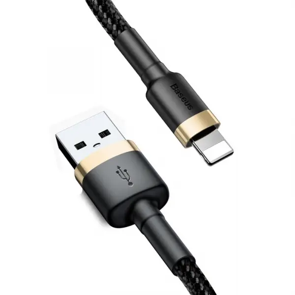 Cablu Date si Incarcare USB-A - Lightning Baseus Cafule, 18W, 2m, Auriu CALKLF-CV1