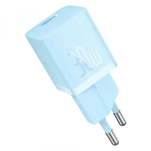 Incarcator Retea Baseus GaN Mini 1C, 30W, 3A, 1 x USB-C, Albastru CCGN070603