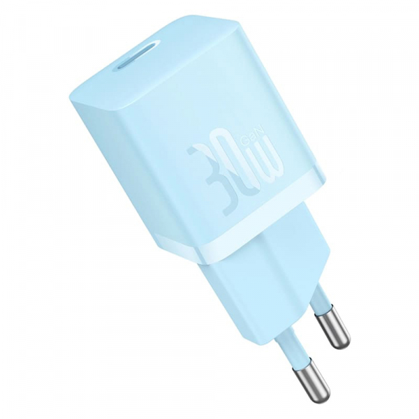 Incarcator Retea Baseus GaN Mini 1C, 30W, 3A, 1 x USB-C, Albastru CCGN070603