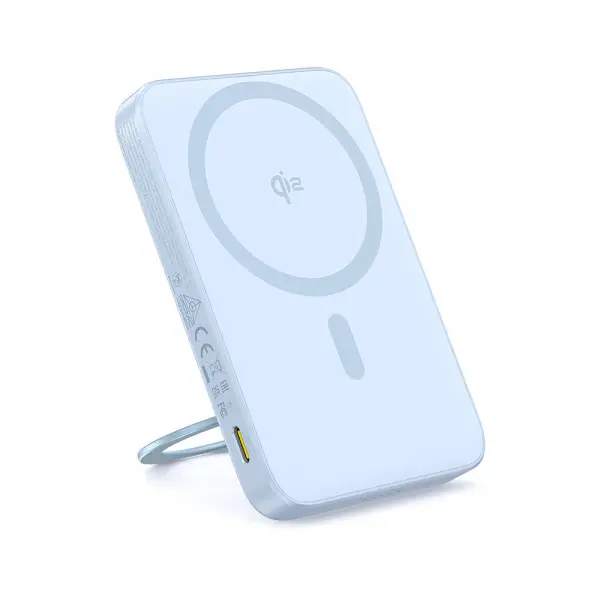 Baterie Externa Wireless Baseus PicoGo, 5000mAh, 20W, PD + FQI, 1 x QI - 1 x USB-C, Albastra P10076800313-00
