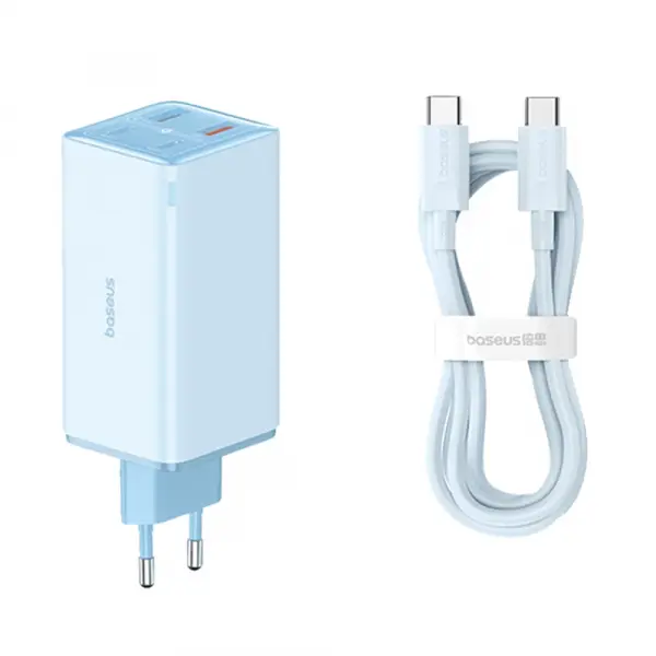 Incarcator Retea Cu Cablu USB-C Baseus GaN6 Pro, 100W, 3.25A, 2 x USB-A - 2 x USB-C, Albastru P10162705312-00