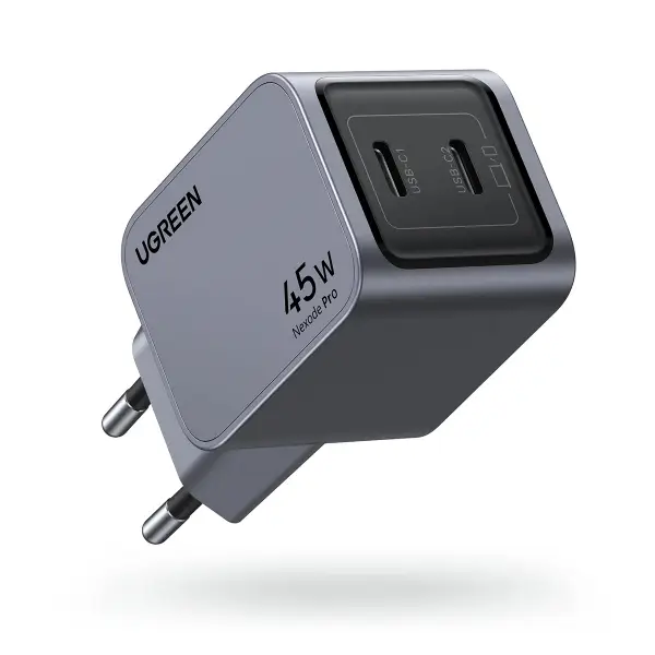 Incarcator Retea UGREEN X707 Nexode Pro, 45W, 3A, 2 x USB-C, Gri