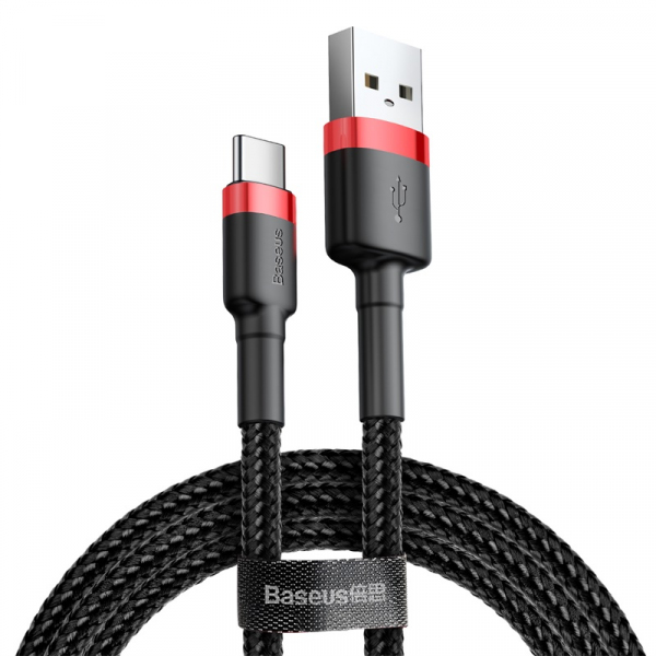 Cablu Date si Incarcare USB-A - USB-C Baseus Cafule, 18W, 3m, Rosu CATKLF-U91