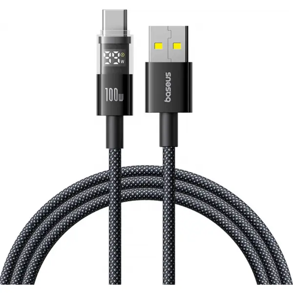 Cablu Date si Incarcare USB-A - USB-C Baseus Display 2, 100W, 1m, Negru P10382701121-00