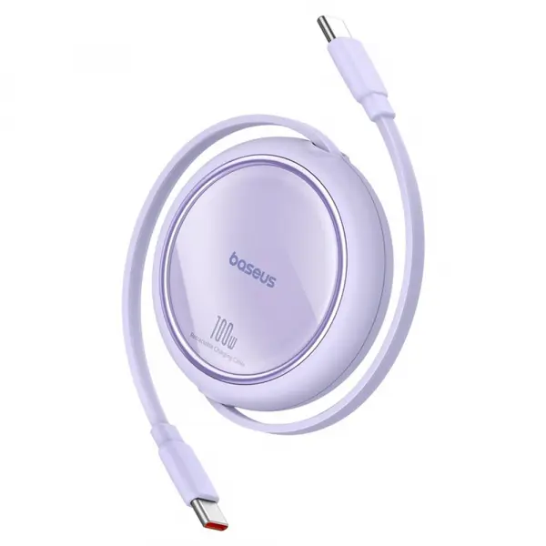 Cablu Date si Incarcare USB-C - USB-C Baseus Free2Draw Mini Retractable, 100W, 1m, Mov P10364500511-00