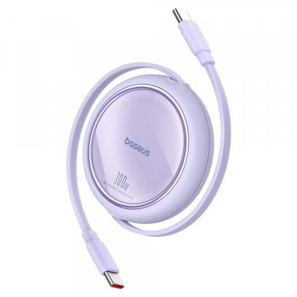 Cablu Date si Incarcare USB-C - USB-C Baseus Free2Draw Mini Retractable, 100W, 1m, Mov P10364500511-00