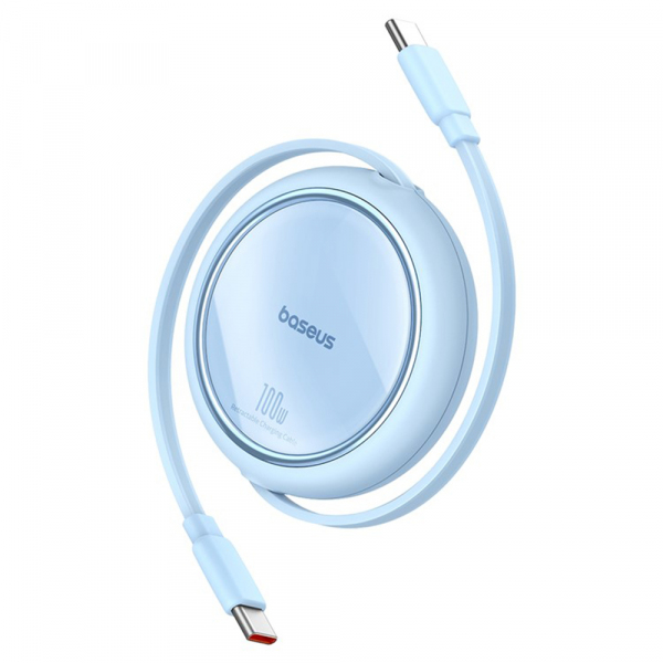 Cablu Date si Incarcare USB-C - USB-C Baseus Free2Draw Mini Retractable, 100W, 1m, Bleu P10364500311-00