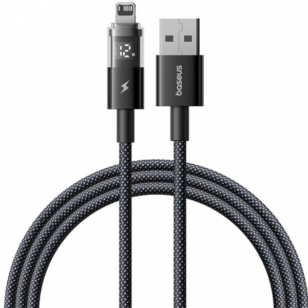 Cablu Date si Incarcare USB-A - Lightning Baseus Display 2, 12W, 2m, Negru P10382700121-01