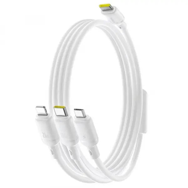 Cablu Incarcare USB-C - Lightning / microUSB / USB-C Baseus Silky 3in1, 100W, 1.5m, Alb P10377706213-00