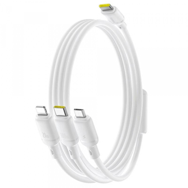 Cablu Incarcare USB-C - Lightning / microUSB / USB-C Baseus Silky 3in1, 100W, 1.5m, Alb P10377706213-00