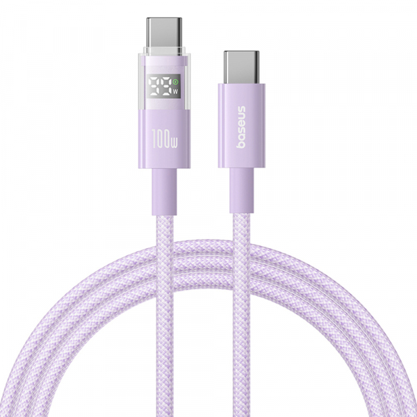 Cablu Date si Incarcare USB-C - USB-C Baseus Display 2, 100W, 2m, Mov P10382702511-01