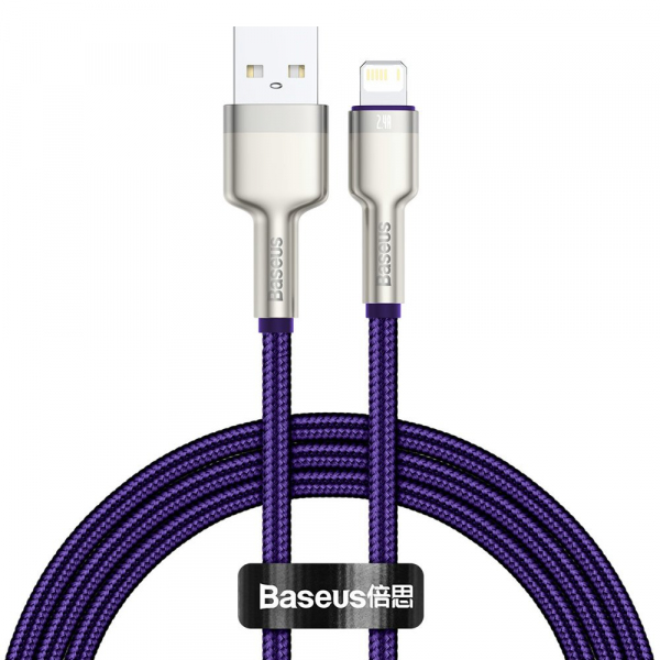 Cablu Date si Incarcare USB-A - Lightning Baseus Cafule Metal Series, 18W, 1m, Mov CALJK-A05